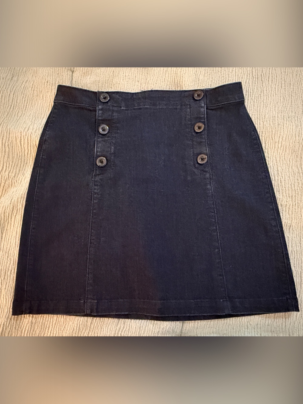 Loft Double Button-Front Denim Mini Skirt